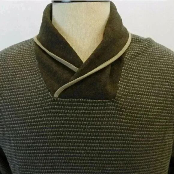 𝅺Tasso Elba Men's Brown Soft Touch Shawl Collar Rice Stitch Pullover Sweater - Picture 3 of 8